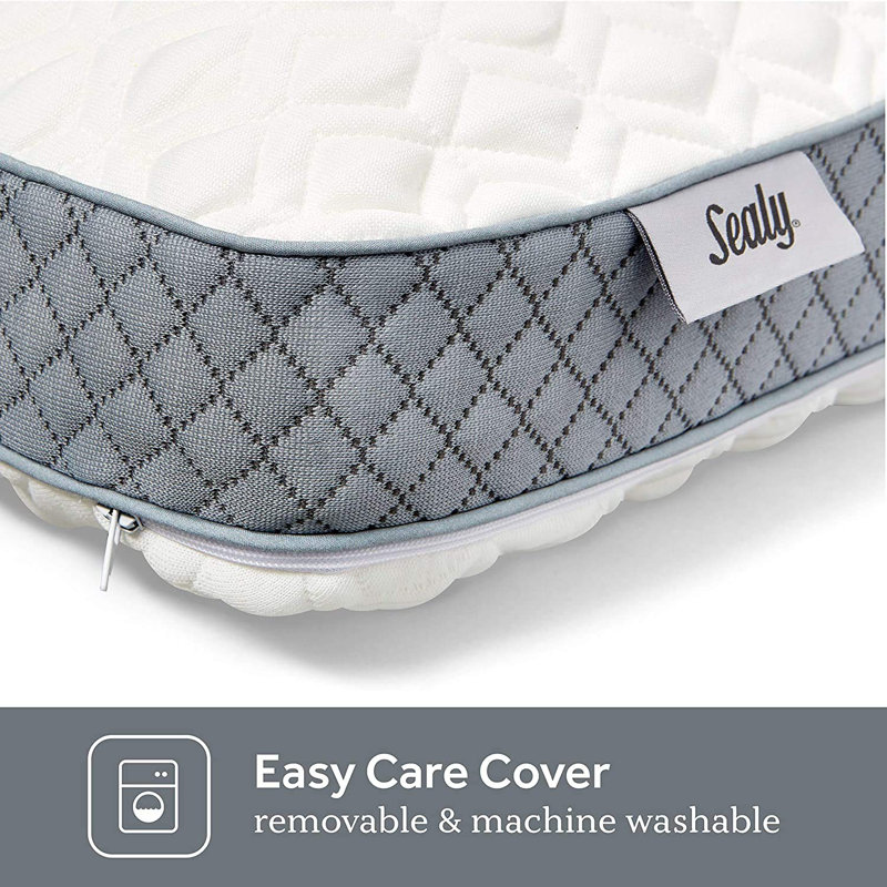 Standard White and Gray Memory Foam Bed Pillow with Washable Knit Cover