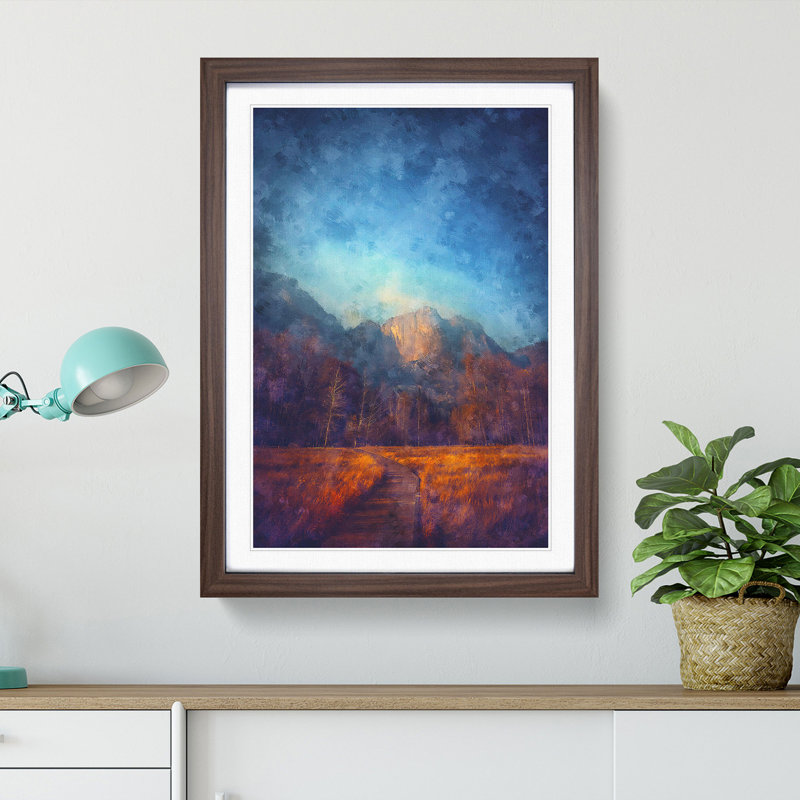 Mountain Path - Picture Frame Painting Print, 33cm H x 24cm W x 2cm D, Walnut Framed