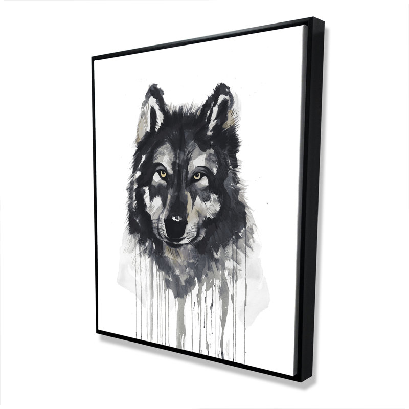Mysterious Wolve - Blue Scandinavian Framed Canvas Art