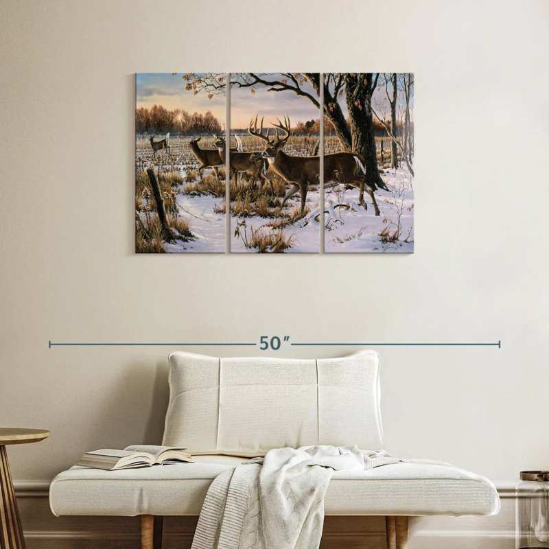Brampt Cautious Crossing - Whitetails, 24" H x 38" W
