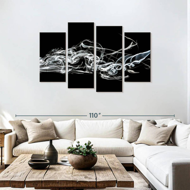 Senne Abstract White Smoke - Shark, 48" H x 75" W