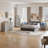 Ensemble de commode de chambre 3 pièces - Grande commode 6 tiroirs et deux tables de chevet 2 tiroirs avec station de charge, gris délavé