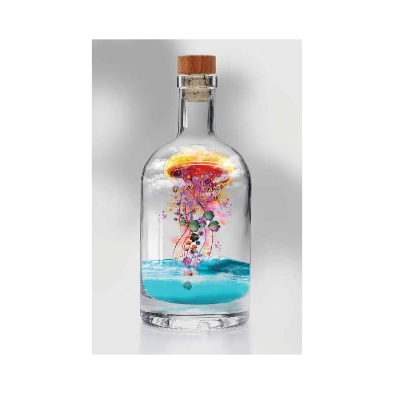 Electric Jellyfish In A Bottle by David Loblaw - Print on Canvas, 101.6cm H x 66.04cm W x 1.91cm D, Wrapped Canvas