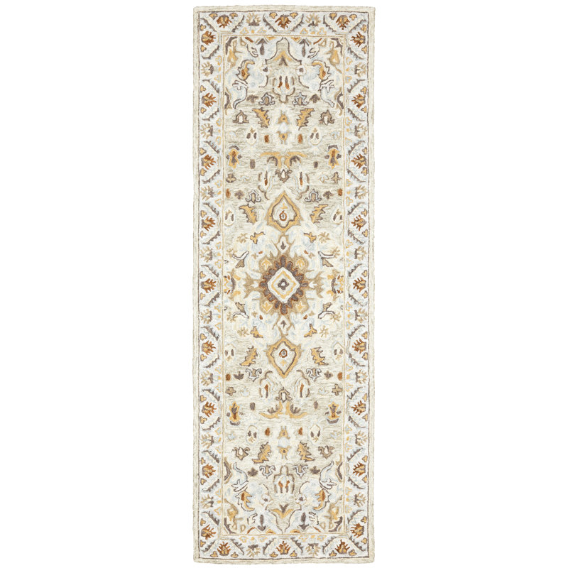 Handmade Reversible Brown and White Wool Oriental Rug