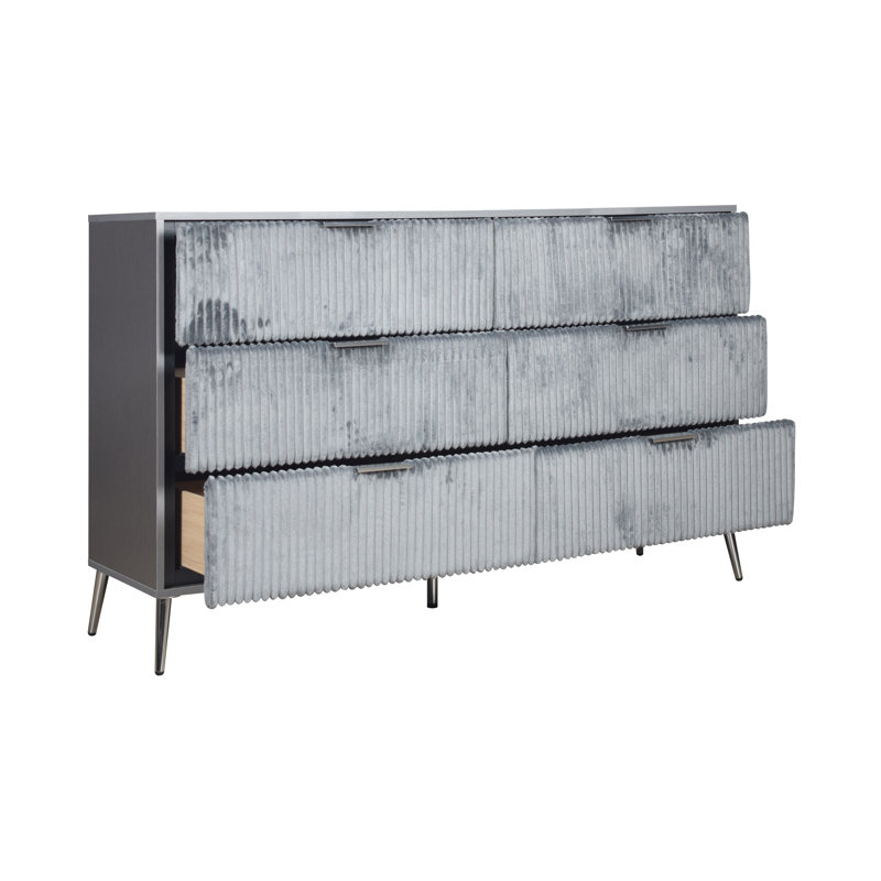 Commode 6 tiroirs Ochlocknee, Gris