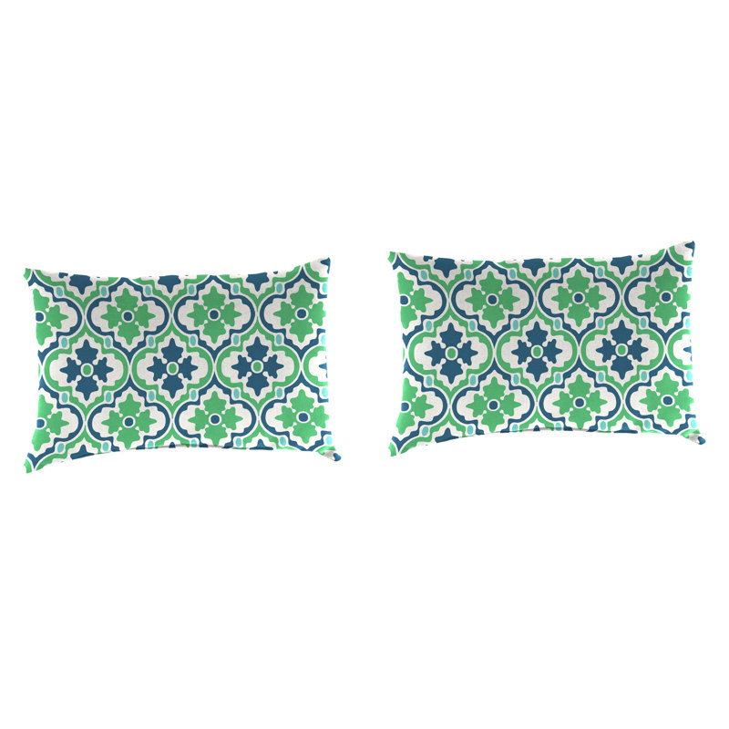 18" x 12" Outdoor Lumbar Throw Pillow (Set of 2), Vesey Sea Mist