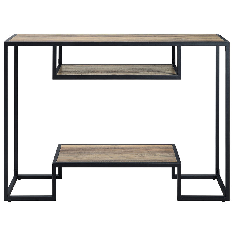 Console de style industriel en chêne rustique avec tablette de rangement - Meuble de bureau rectangulaire Essential