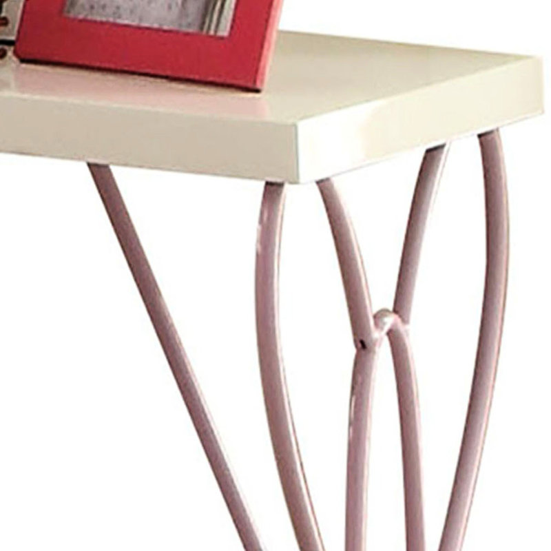 Table de chevet blanche avec accents en métal mauve pour la stabilité de la chambre à coucher et des composants