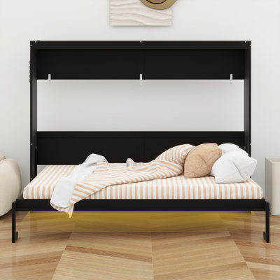Space-Saving Murphy Bed with Printed Pattern, LED Under-Bed & USB Charging Station