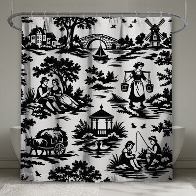 Rideaux de douche noirs et blancs