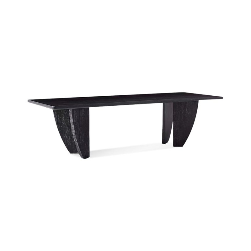 Black solid wood rectangular desk, 29.53" H x 86.61" W x 35.43" D