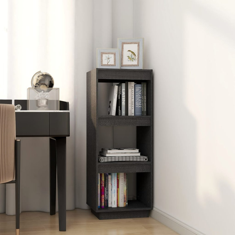 Gibora 103cm H x 40cm W Solid Wood Etagere Bookcase, Grey
