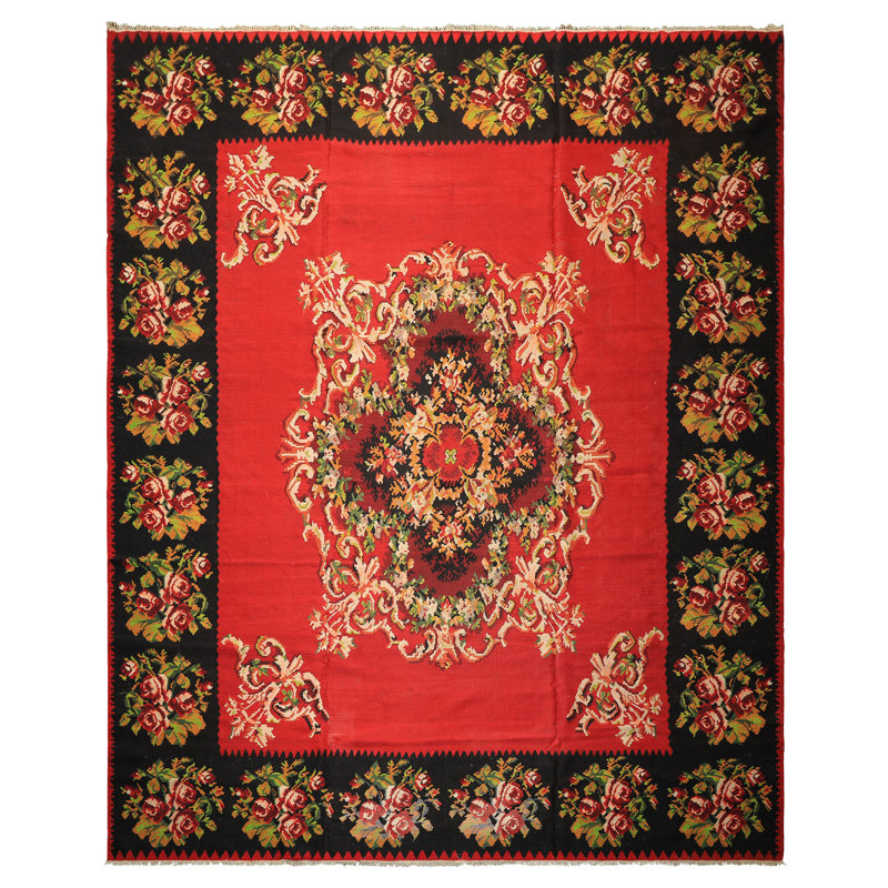 Tapis kilim turc traditionnel en laine tissé à la main 9 pi 6 po x 11 pi 9 po