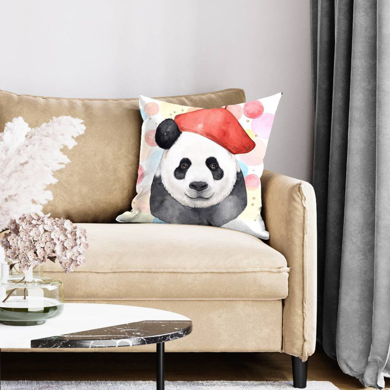 Artist panda - 20"x20" Throw pillow - Poly twill - Print on demand