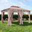 Pavillon de jardin avec cadre en acier de 10 x 13 pi, jumelant tissu de polyester avec patio couvert et beige neutre