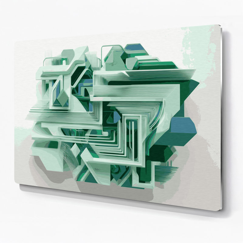 Geometric Abstraction 76 Green Metal Wall Art, 11" H x 14" W