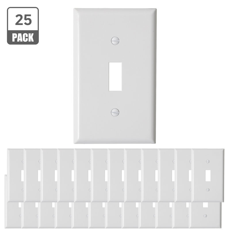 1-Gang White Toggle Light Switch Plastic Wall Plate
