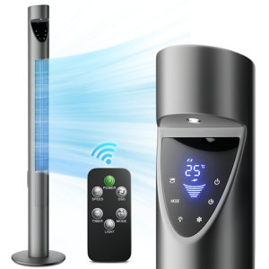 47" Tower Fan, 70 Degree Oscillating Floor Fan, Bladeless Standing Fan with Remote 3 Speed Timer