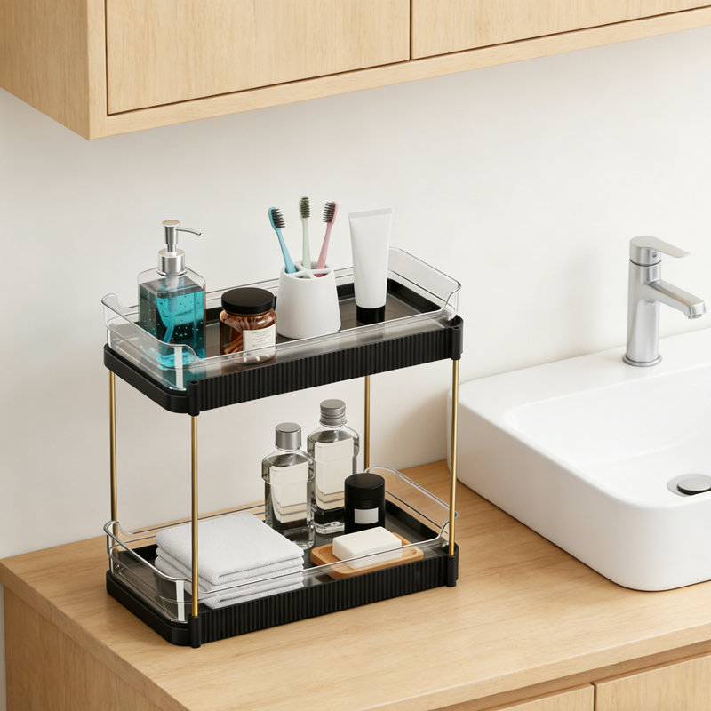 Tablette de meuble-lavabo à 2 niveaux