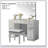 Contemporary Style Vanity Set With Stool, Glass Top, Storage Drawers, Central Mirror, Bulbs, And USB/Power Outlet