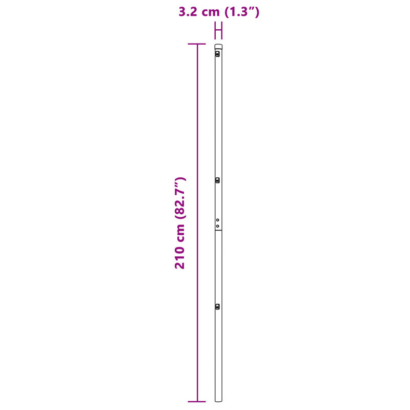 Vidaxl Fence Posts 7 Pcs Diameter32 Mm Galvanised Steel, 210cm H x 3.2cm W, Green