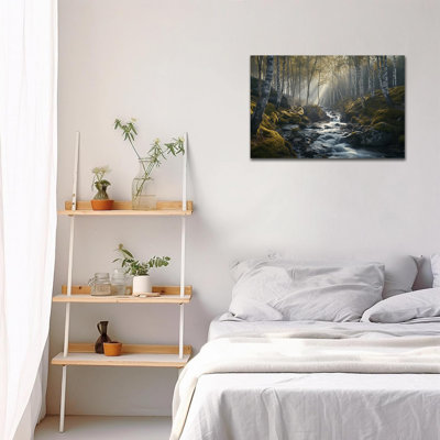Grande forêt de bouleaux d'hiver, art mural sur toile pour le décor de chambre à coucher, impression sur toile de paysage naturel, affiche de peinture prête à accrocher 12 po x 16 po à 36 po x 48 po, 28 po x 40 po