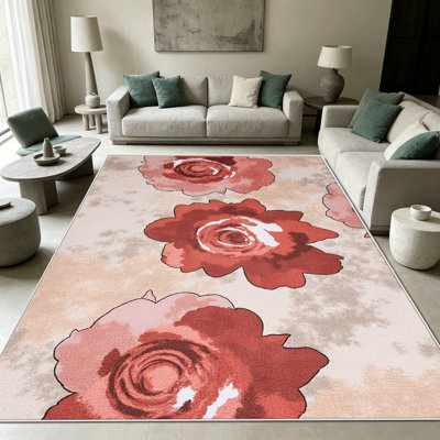 Tapis rouge rose de 1 pièce, élégant tapis décoratif polyvalent, facile à nettoyer et à entretenir, pièce de mobilier idéale pour la chambre à coucher, le salon, le couloir, l'entrée, le dortoir et le bureau pour rafraîchir l'ambiance intérieure de votre maison