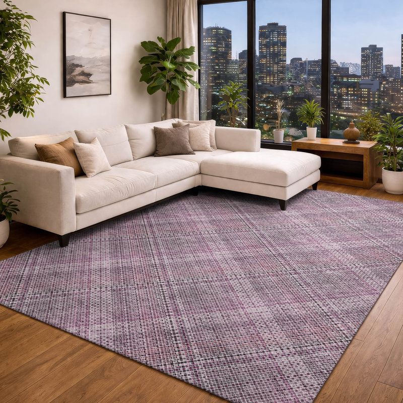 Tapis intérieur / extérieur lavable à la machine Chantille ACN2884, Rose, 9 pi x 12 pi