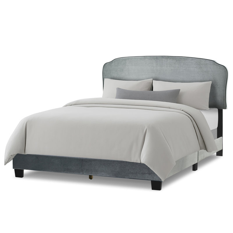 Rayner Upholstered Standard Bed, Gray, Velvet