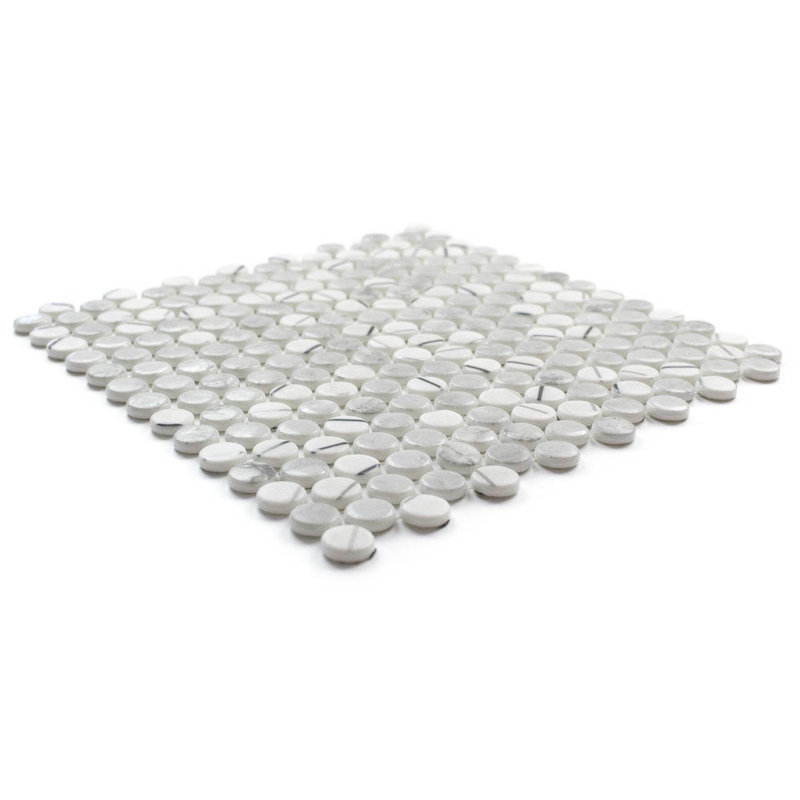 Eterna Penny 12"x12" Recycled Glass Mosaic Tile, Gray