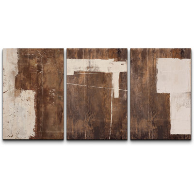 «Rust Rust», géométrique, abstrait, triptyque, impression sur toile encadrée, 3 pièces