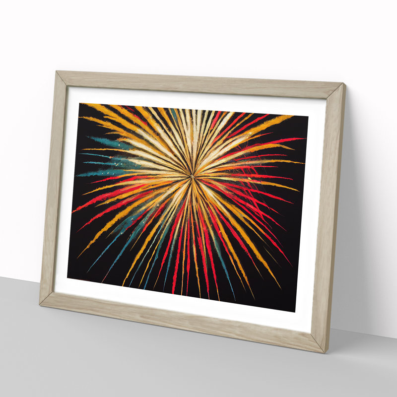 Unbeatable Fireworks - Framed Print, 25cm H x 34cm W x 2cm D, Oak Framed