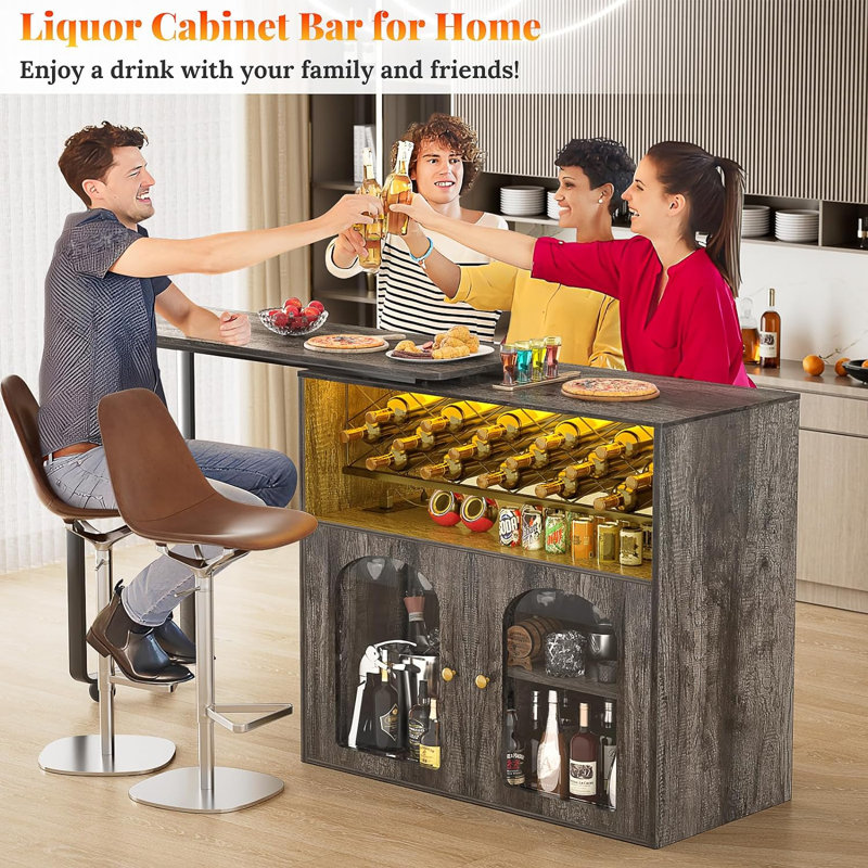 Kolyu Bar with Wine Storage, Gray/Black