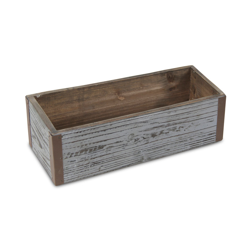 Georgie Handmade Wood Planter Box, 3.5" H x 11.25" W x 4.5" D