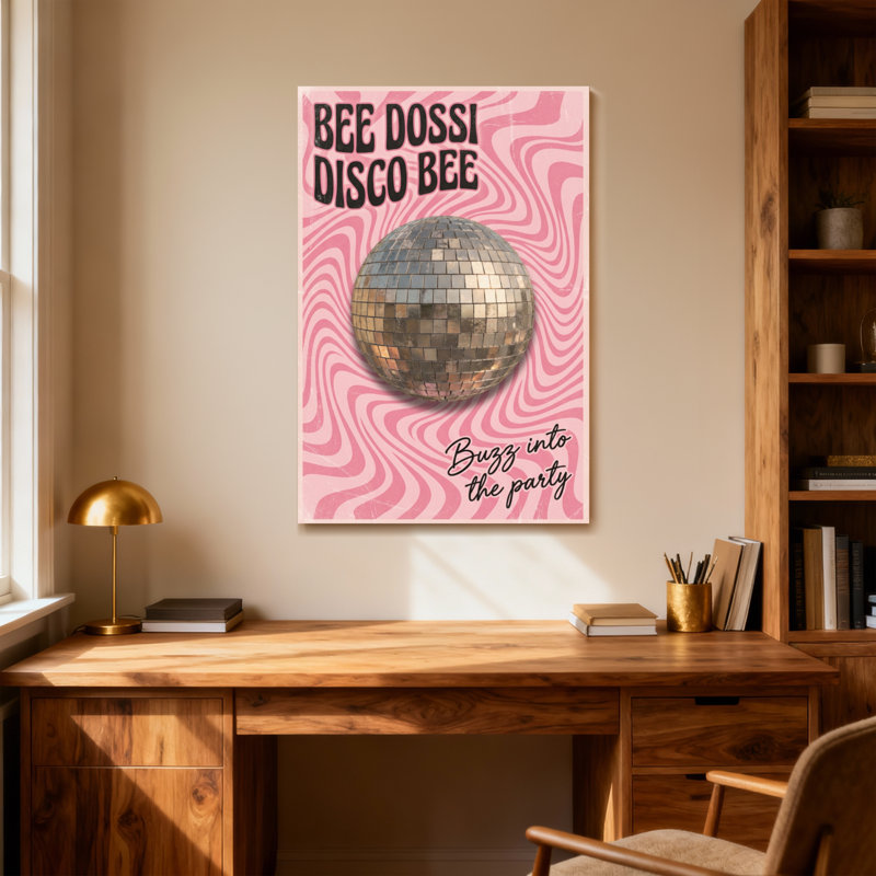 Thème disco à motif de tourbillon rose, H 24 po x l 16 po