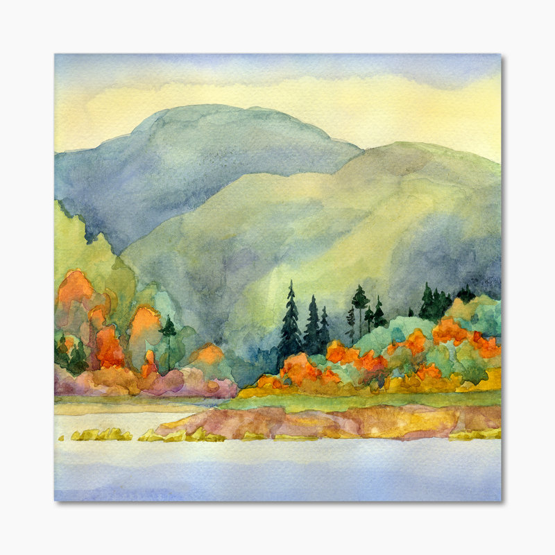 «Autumn Lake», peinture sur toile, H 36 po x l 36 po x P 1,5 po, Toile tendue