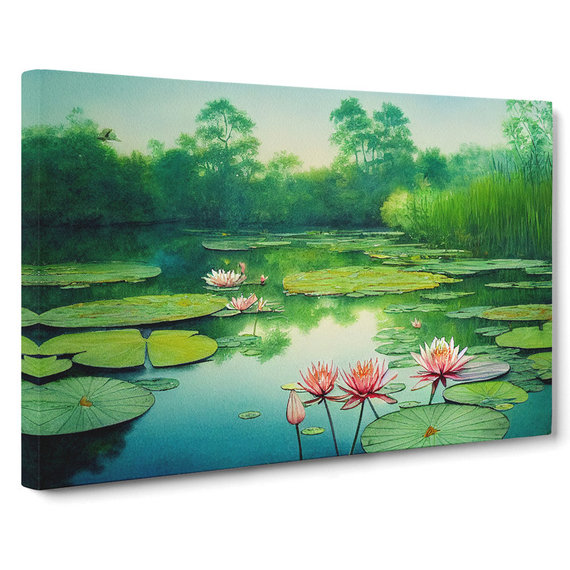 Lily Pond Watercolour Vol.1 - Wrapped Canvas, 35cm H x 50cm W x 3cm D