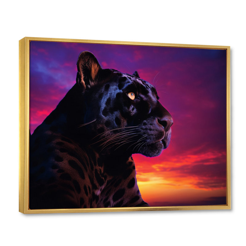 «Orange Orange Panther Against The Horizon II», reproduction sur toile, H 30 po x l 40 po x P 1,5 po, Cadre flottant doré