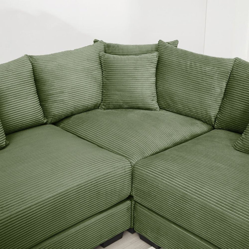 Canapé modulaire surdimensionné surdimensionné avec méridienne en velours côtelé de conception ergonomique facile à assembler pour les salons et les chambres à coucher