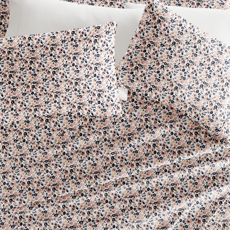 Mauve Floral Queen Microfiber Kids Unisex Sheet Set