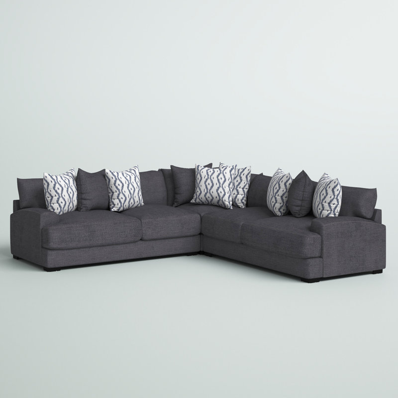 3-Piece Upholstered Sectional, Graphite 100% Polyester