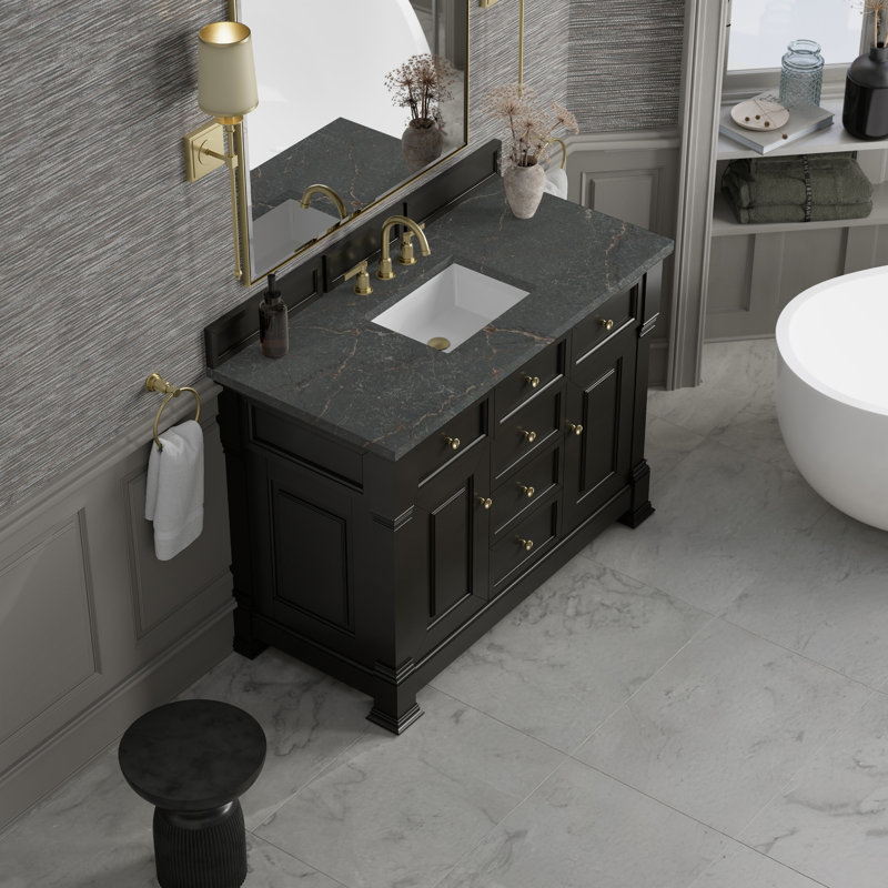 Brookfield 48'' W Single Vanity, Parisien Bleu, Black Onyx, Widespread