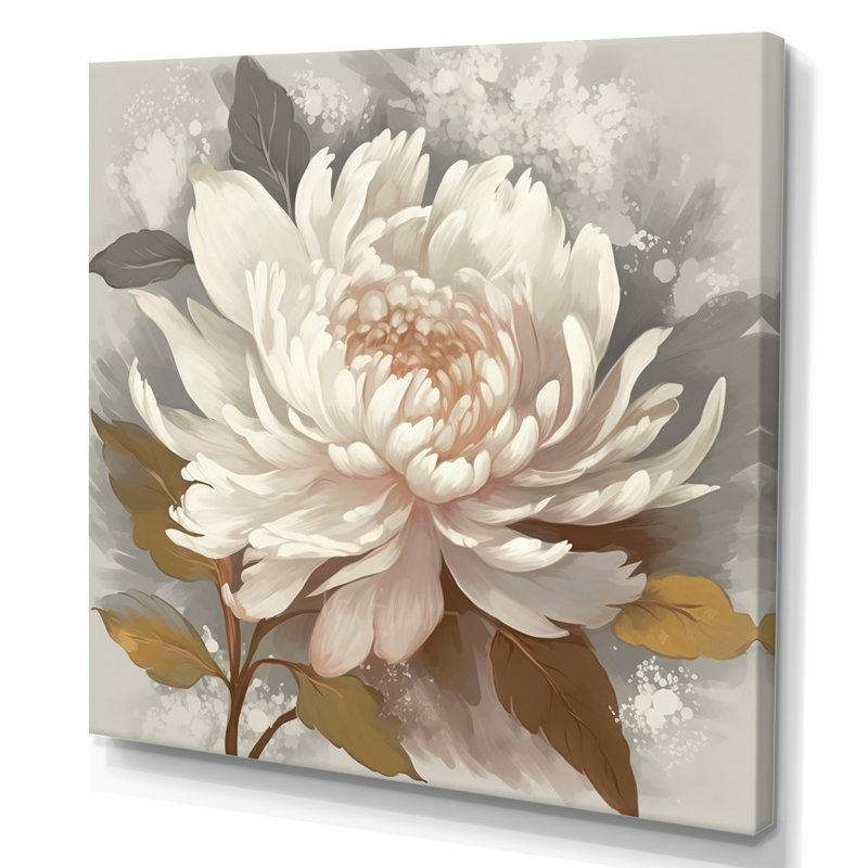«White Grey Peony Blooms In Motion II», reproduction d'art sur toile, H 36 po x l 36 po x P 1,5 po, Toile tendue