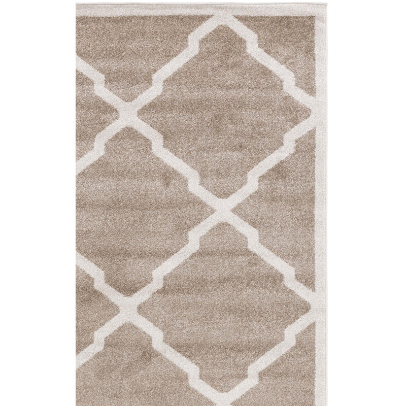 Tapis d'intérieur blé / beige à motif géométrique Ammundsen, Rectangle 2 pi 6 po x 4 pi