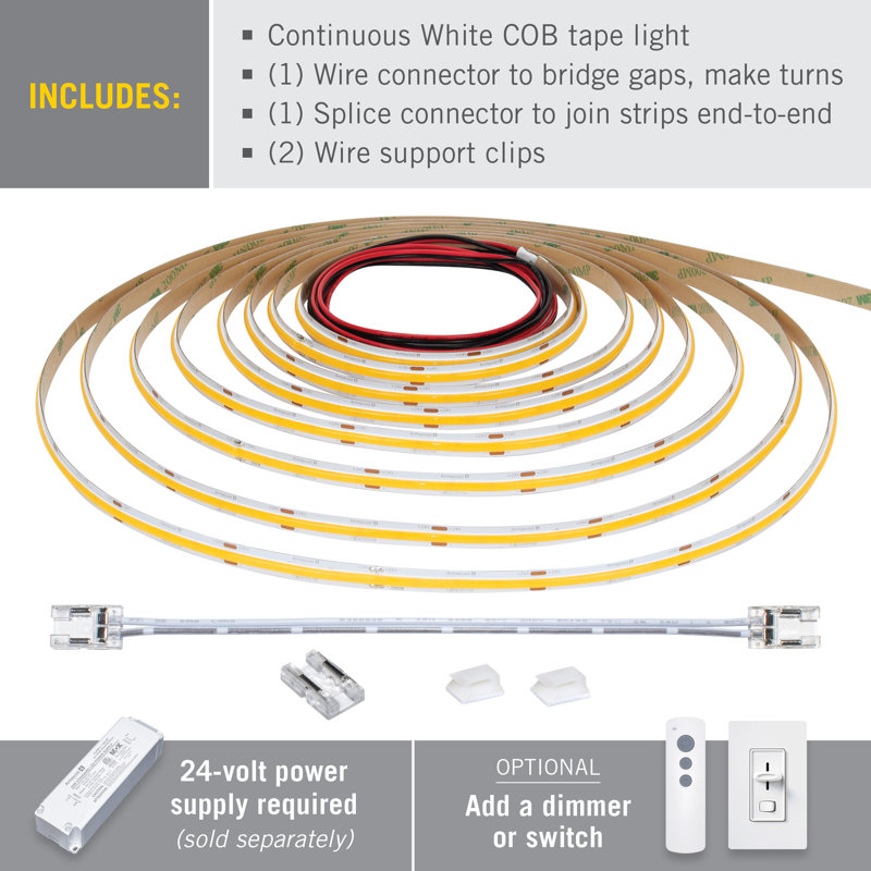 Ruban adhésif à DEL blanc RibbonFlex Pro 24V 3000K, 3000 lumens / pi, 2,5 m