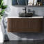 Meuble-lavabo moderne 36 po avec rangement mural, lavabo en verre, finition noyer