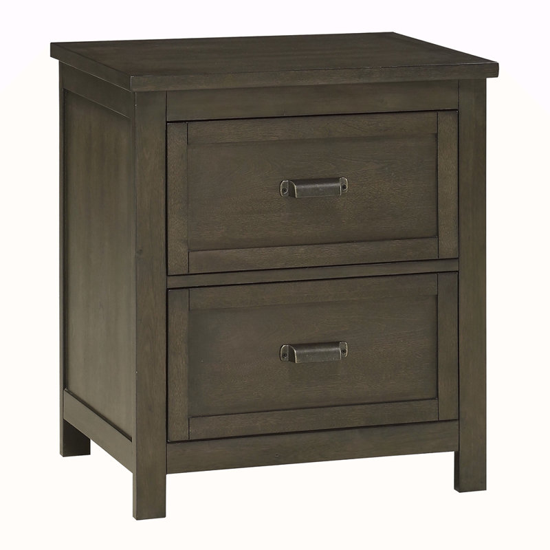 Table de chevet 1 pièce de style transitionnel avec 2 tiroirs en bois de cerisier foncé