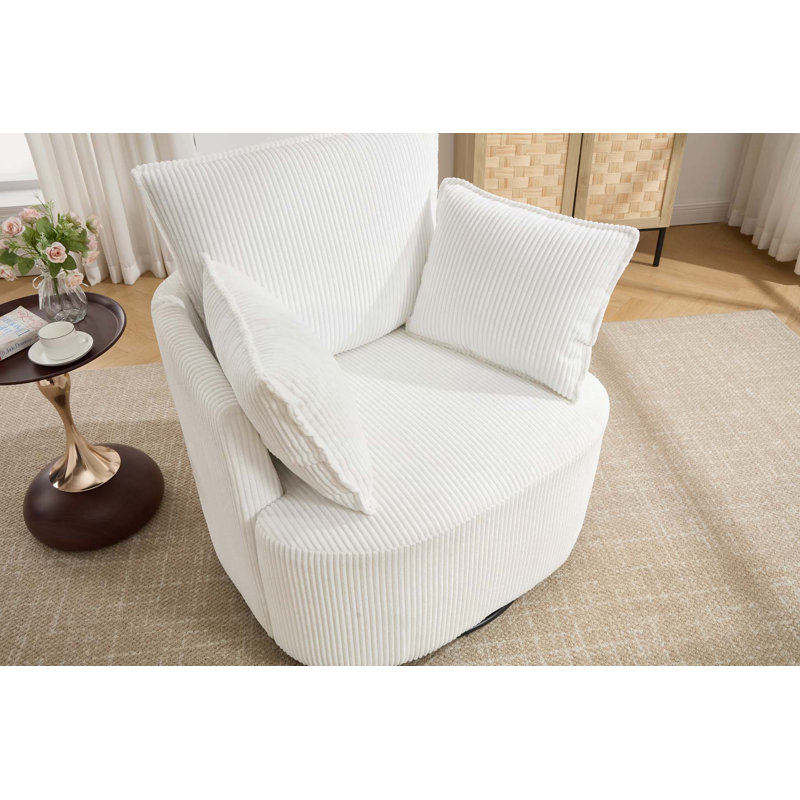 Fauteuil d'appoint pivotant à 360 ° avec structure en bois massif et dossier incurvé élégant pour un confort et un style modernes