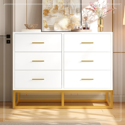 Commodes décoratives avec 6 tiroirs et pieds en métal