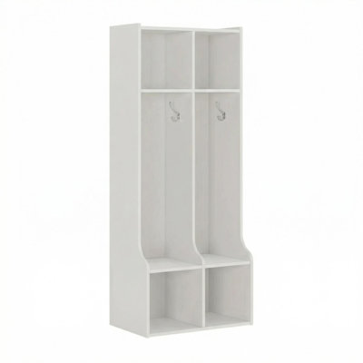 Storage Organizer with Hooks and Cubbies, Wooden Coat Rack Shelf for Bedroom, Playroom, Entryway